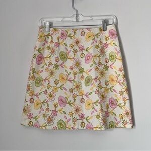Jill McGowan Floral Pastel Spring Flowers Embroidery Simple Style Mini Skirt